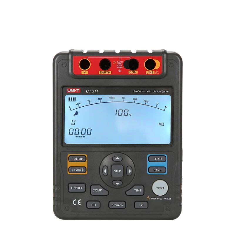 UNI-T UT511 Insulation Resistance Tester 1000V Automatic Range Digital Megohmmeter Data Storage Polarization Index LCD Backlight