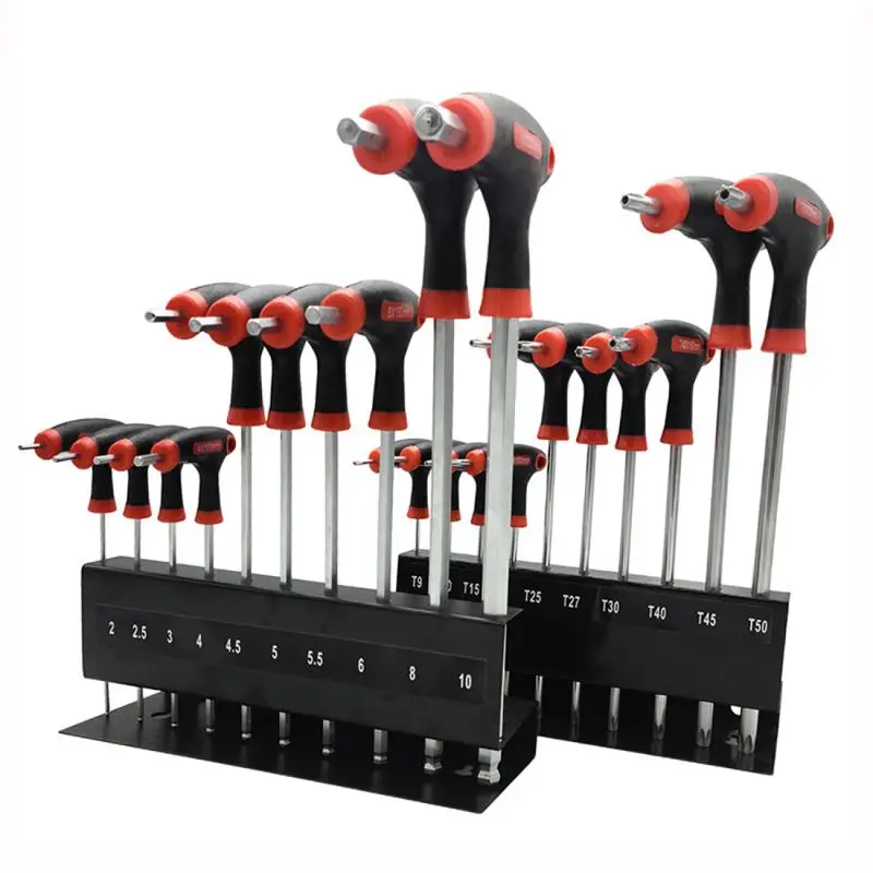 10PCs/Set T-Handle Hexagon Wrench Universal Allen Key Torx Ball Spanner Screw Nut Driver Hand Tool for AutoMobile Repair