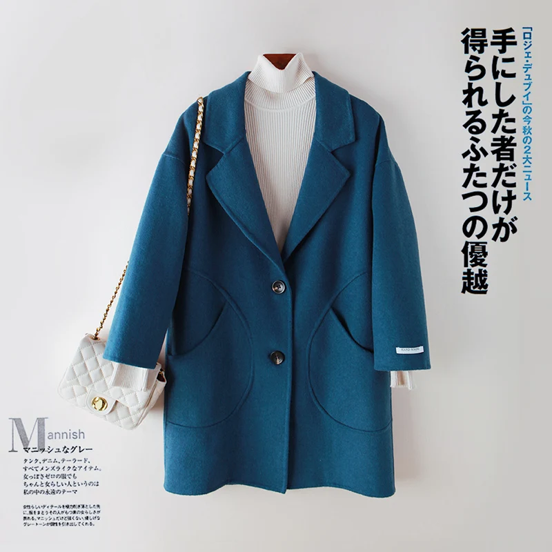 

Natural 100% Spring Winter Wool Jacket Women Clothes 2020 Elegant Woolen Coat Female Autumn Casual Vintage Long Overcoat 98010