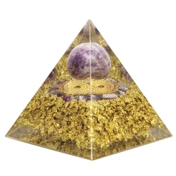 TUMBEELLUWA Natural Crystal Stone Pyramid Healing Reiki Tumbled Chip Stone Orgone Generator For Chakra Balancing, Meditation