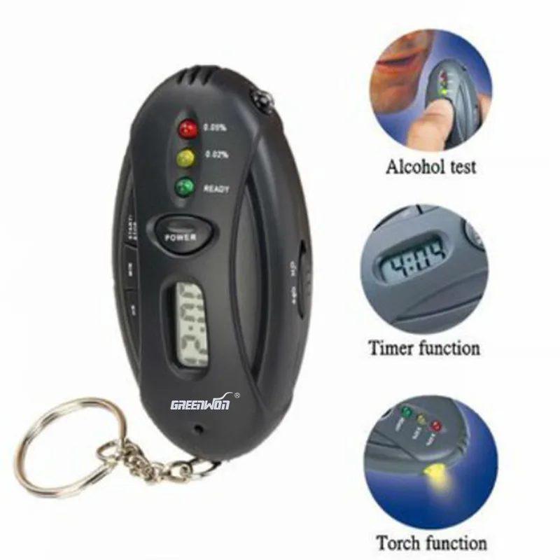 

GREENWON Car electronics key chain alcohol tester digital alcohol blood breathing analysis tester with timer