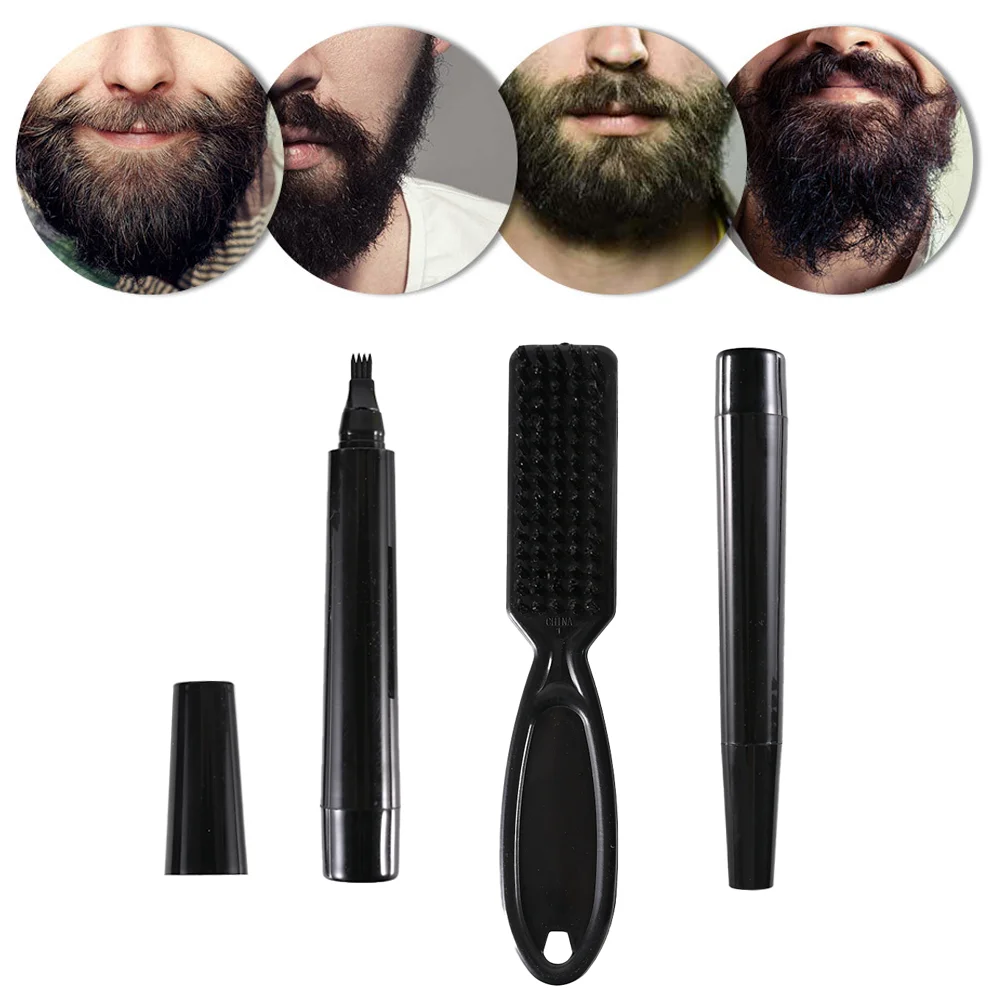 1Set Men Beard  Filler Fast Camouflage Hair Grower Waterproof Long Lasting Natural Finish Beard Male Mustache Tools