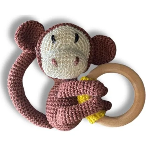 Amigurimi Hand-Knitted Toy Rattle Monkey 12 Cm