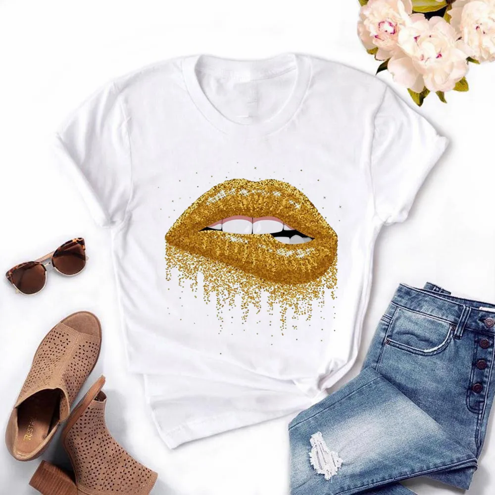 Women Harajuku Tops Summer Tops Graphic Tees Women Lips Kawaii T-shirt Clothes Girl Mouse T Shirt ,Drop Shipping