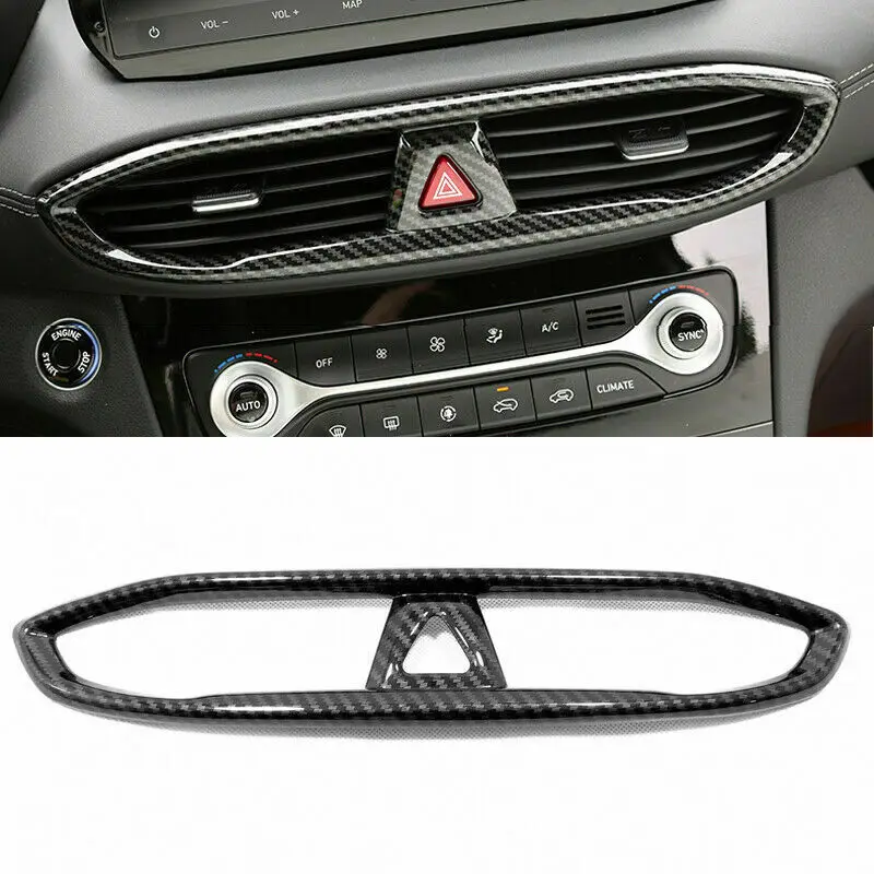 

For Hyundai Santa Fe 2019 -2020 Carbon Fiber Dashboard Middle Air Vent Frame Cover Car modification Auto parts