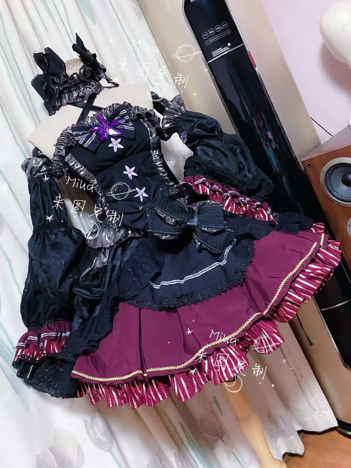 COSLEE [Customize] Vtuber Hololive Murasaki Shion Gothic Lolita Dress Uniform Cosplay Costume Halloween Carnival Party Outfit