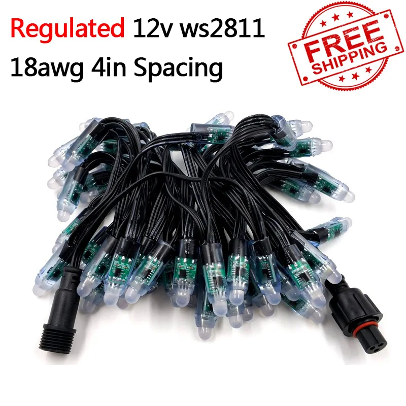 500pcs 100ct DC12V WS2811 Bullet Regulated Pixel  BLACK Wire 18awg With Ray Wu/Paul/Xconnect Pigtails