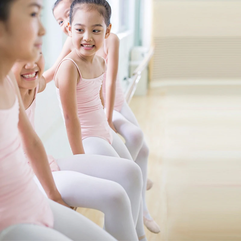 Meia calça de microfibra para dança das meninas, meias com pés cobertos sem costura para bailarina