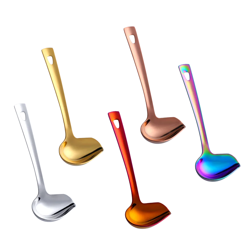 1pc/2pc Gold Tableware Stainless Steel Soup Spoon Small Sauce Ladle food Serving tools Metal Creative Oil Scoop Kitchen utensil