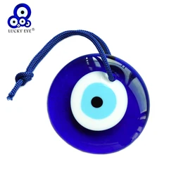 Lucky Eye Glass Blue Turkish Evil Eye Pendant Wall Hanging Decor Rope Chain Simple Decoration for Home Living Room Car LE715