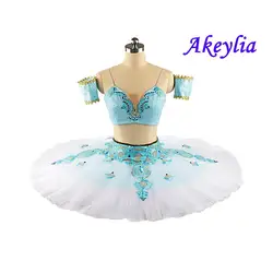 No elasticity Pale blue white La Bayadere Classical TUTU girl Professional Platter Ballet Tutu Costume international competition