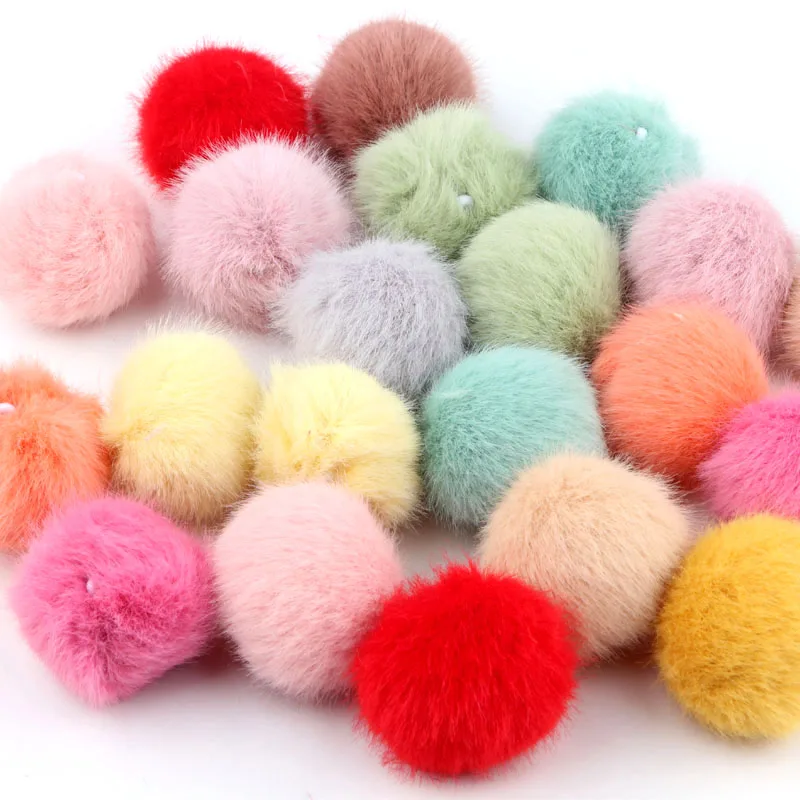 25mm Fur Balls Fluffy Pompoms DIY Pompon for Keychain Jewelry Earring Colorful Pompom Ball DIY Crafts Hair Accessories 10pieces
