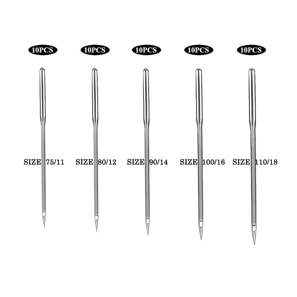 Home Sewing Machine Needles 10-Pack Universal Sewing Machine Needles Sizes HAX1 65/9 75/11  80/12 90/14 100/16 110/18