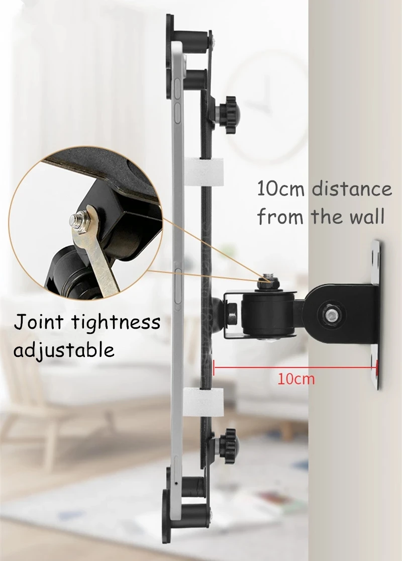 Wall Mount Tablet Stand Screen 360° Rotating, Tablets Holder Tilt Angle 90° Support 7-13 inch Tablet PC