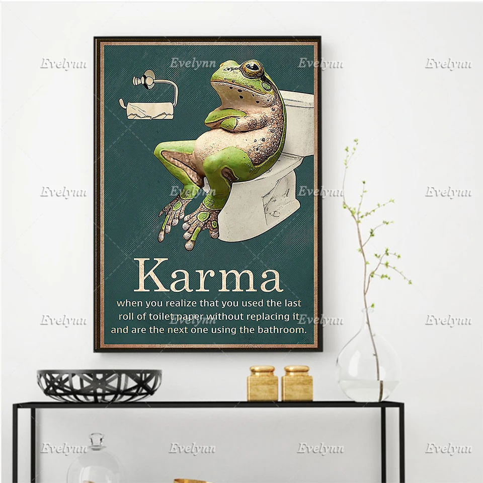 Funny Defination Of Karma /Karma Poster/Funny Bathroom Signs,Toilet Paper Sign Wall Art Prints Home Decor Canvas Floating Frame