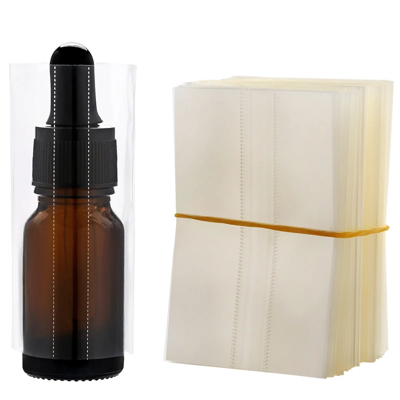2000Pcs Heat PVC Shrink Wrap Film for 10ml 15ml 30ml Glass Dropper Bottles Shrink Sleeve Label Shrink Seals for Glass Bottle
