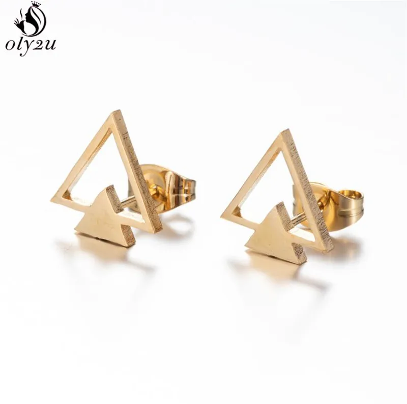 Multiple Mini Stainless Steel Earrings for Women Punk Geometric Heart Round Triangle Earings Piercing Jewelry Spider Web Studs