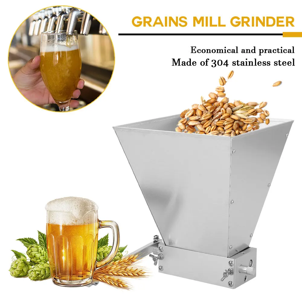 

Stainless Steel Beef Brewing Machine Manual Grain Mill Grinder Duble Roller Homebrew Beer Corn Malt Wheat Soybean Processor
