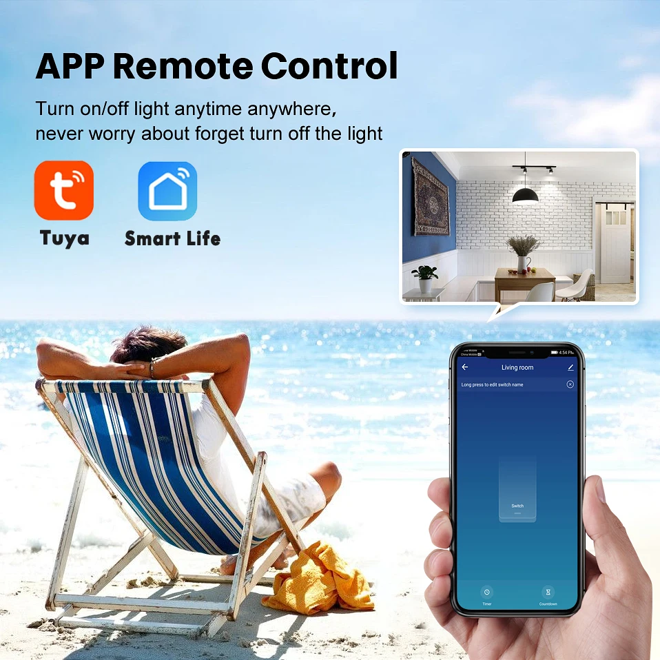 Tuya Mini Smart Wifi Switch Module DIY Light Switch No Neutral 2 Way Control 220V 110V Smart Life App Support Alexa Google Home