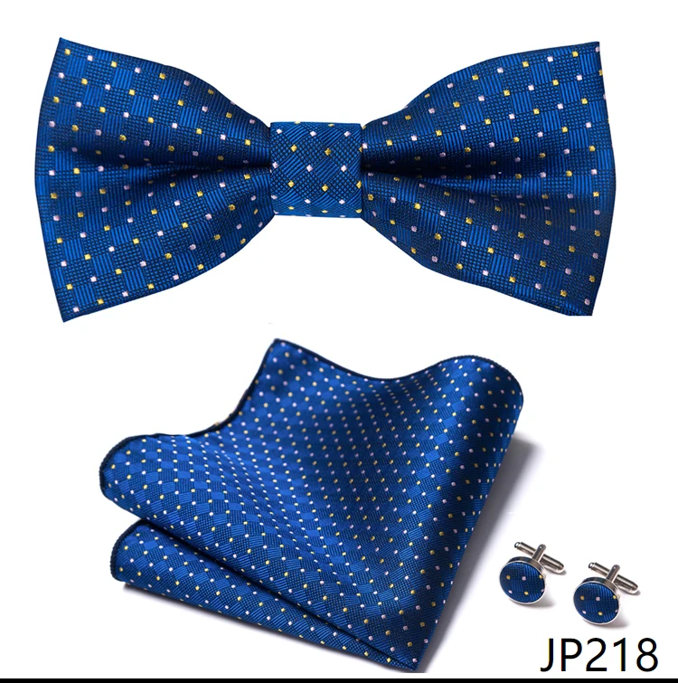 Great Quality Silver Office Butterfly Hanky Cufflink Set Bowtie For Men Geometric Hombre Formal Clothing