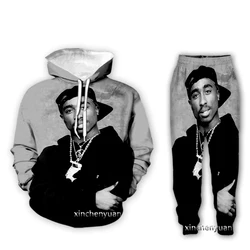 xinchenyuan New Men/Women Tupac 2Pac 3D Printed Clothing Long Sleeve Fashion Sweatshirt Hoodies Sport Long Pants Z21