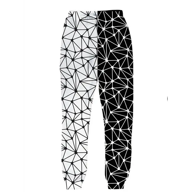 PLstar Cosmos Brand Mens Jogger Pants 3D Printing  Black White Plaid Trousers Streetwear Unisex Casual Sweatpants MPK10