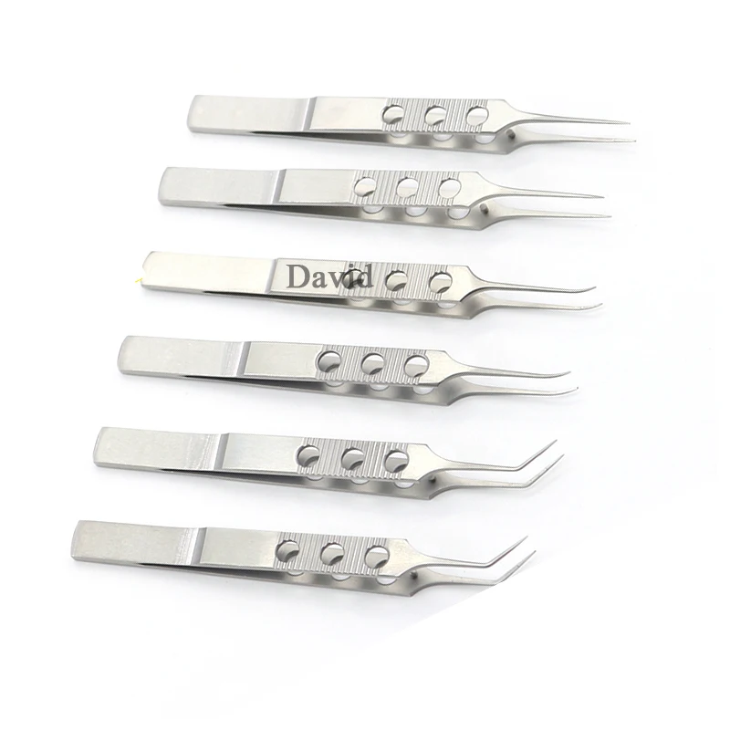 12 Designs Micros Stainless Steel Titanium Alloy 11CM Dovetailed Straight/bend Head Tweezers Platforms Ophthalmic Forceps