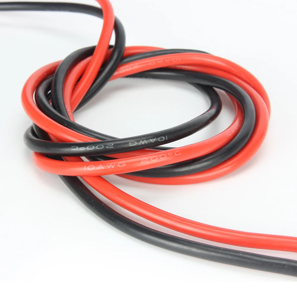 1M black+1M red Silicone Wire 6 10 12 14 16 18 20 22 24 AWG  Flexible Tinned Copper Electronic Cables  For RC Airplane Car Drone