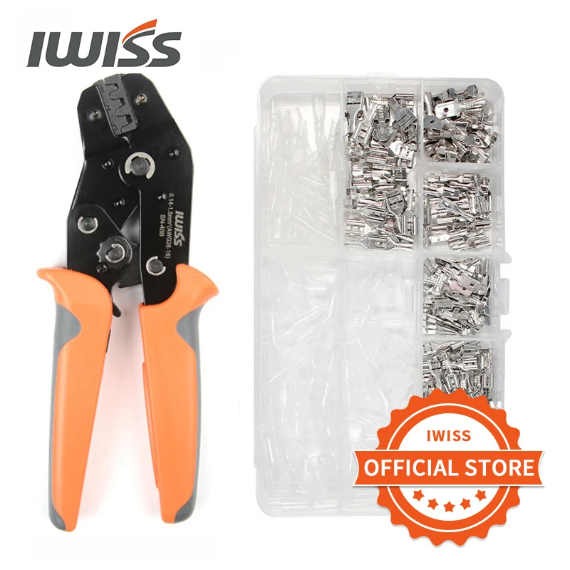 IWISS SN-48B Pin crimm pin g Tools Set 3.96/4.8/5.08/6.3mm 26-16AWG Kit pinza crimpatrice 0.5-1.5mm ² per terminali Open Barrel