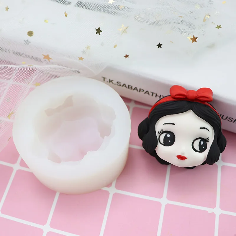 Cute Princess Doll Head Face Silicone Mold Fondant Cake Decoration Mould Sugarcraft Chocolate Baking Tool For Cake Gumpaste Form