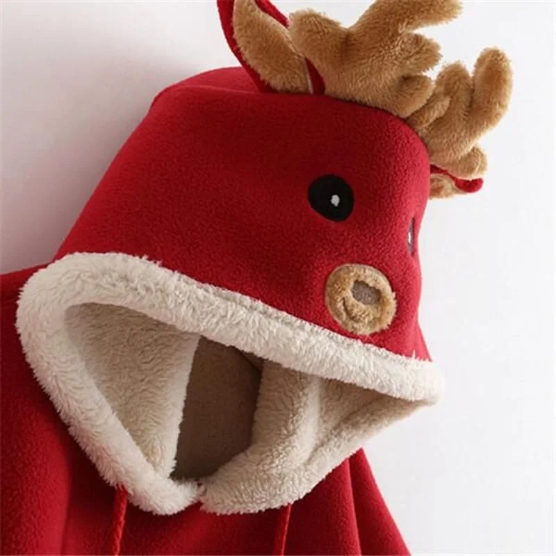 Ins Christmas Elf Deer Elk Fleece Lamb Cashmere Double Winter Cloak Parent-child Props Clothes Thickened Kids Family Clothing