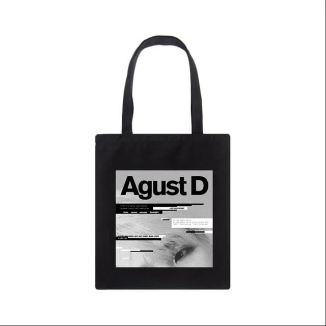 New Korean version of KPOP Agust D Print Shopping Tote Casual Large-capacity Cartoon Women Bag Harajuku Shoulder Bags