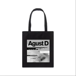 Bolso de compras con estampado de KPOP Agust D para mujer, bandolera informal de gran capacidad con dibujos animados, Harajuku, nueva versión coreana