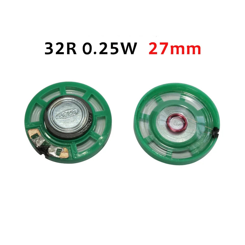 1pcs Green Round 32 ohms 0.25 watt 0.25W 0.5W 32R Doorbell horn Toy-car speaker 27MM 29 mm Loudspeaker replace