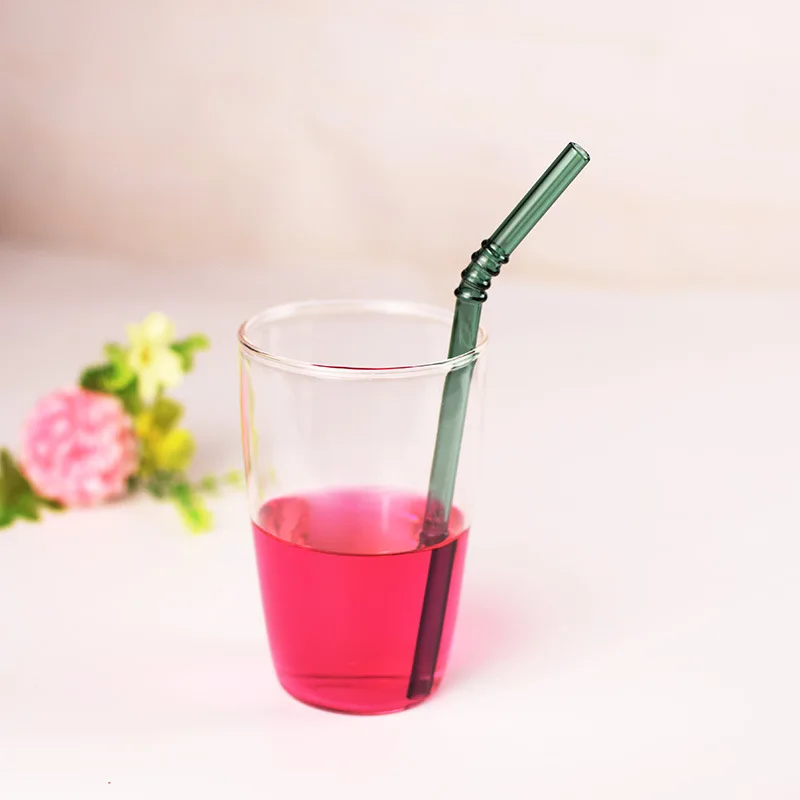 High Quality Reusable Clear Glass Straw Cocktail Milk Tea Crystal Bent Drinking Straws For Birthday Party Wedding Bar Gift