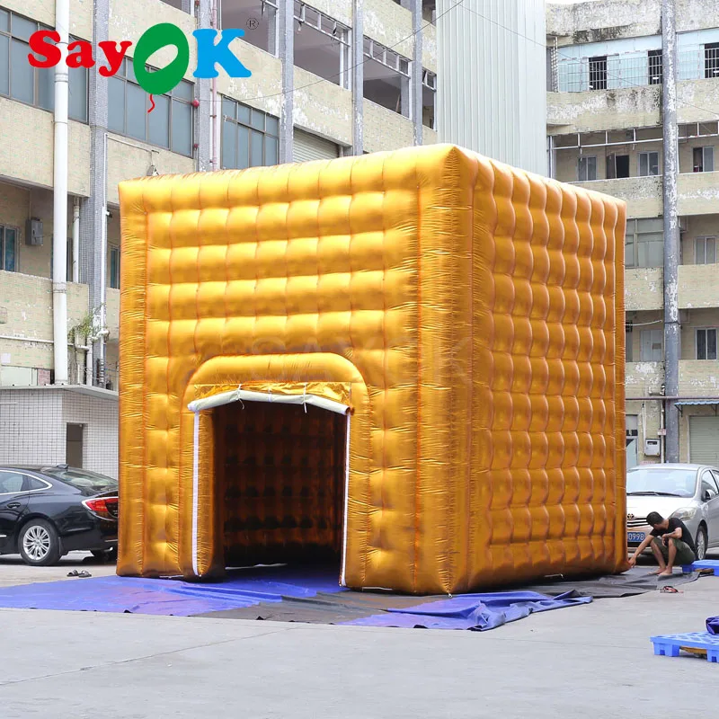 

Golden Inflatable Cube Tent Inflatable Party Tent Portable Inflatable Event Wedding Tent