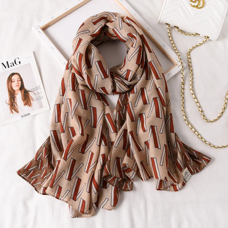 Plaid Scarf For Women Summer Sun Protection Spring Autumn Fashion Shawl Thin Cotton Linen Silk Scarf Big Size 180*90cm