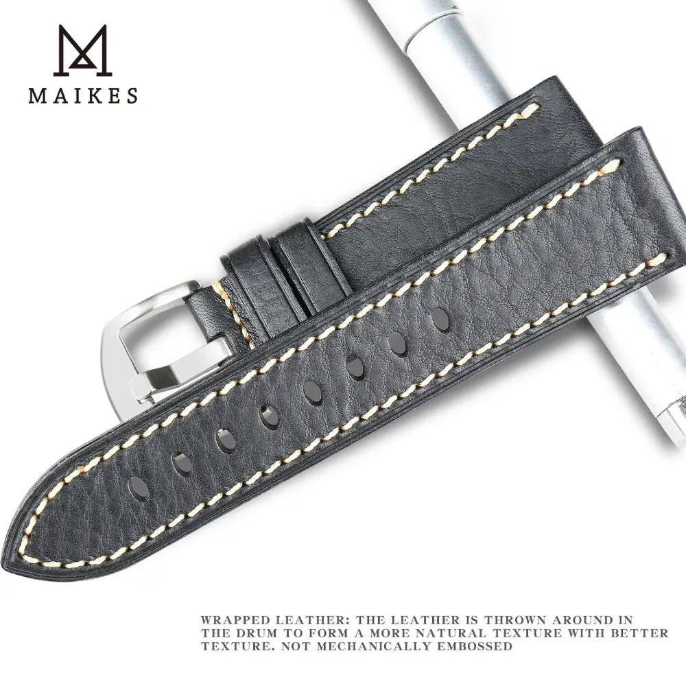 MAIKES Fast Shipping Genuine Leather Watch Strap Brown 24MM Watchband Men's Women Watch For samsung Gear s3 Sports Watch Band