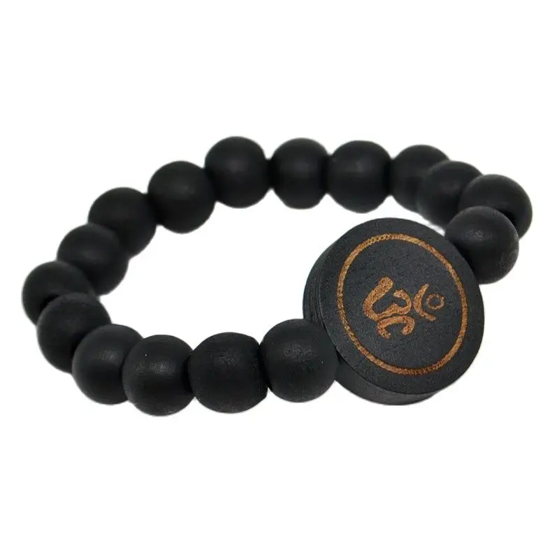 Round AUM OM Ohm Hindu Buddhist Hinduism Yoga India Wood Beads Charm Bracelets Party Gift Fashion Jewelry