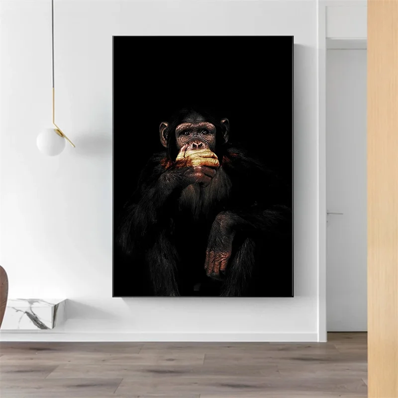 Orangutan Monkey Chimp Expression Art Canvas Print Painting Gorilla Animal Wall Picture Living Room Home Decoration Poster