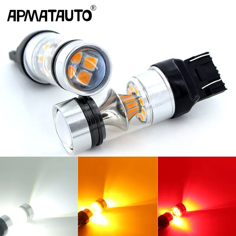 

2 красных лампы высокой мощности 100 Вт 3030 20SMD LED 7443 T20 7444NA для указателей поворота, задних фонарей, стоп-сигналов, ярко-красного цвета
