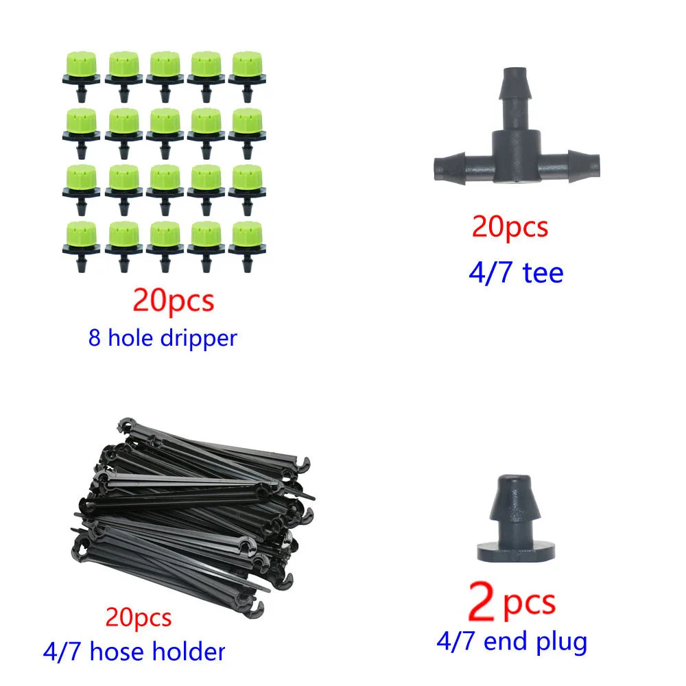20 Goteros Ajustables Para Riego Por Microgota – Sistema Completo Con Piquetas, Caudal De 0 A 40 L/H, Para Jardín Y Macetas – SHBAOCH