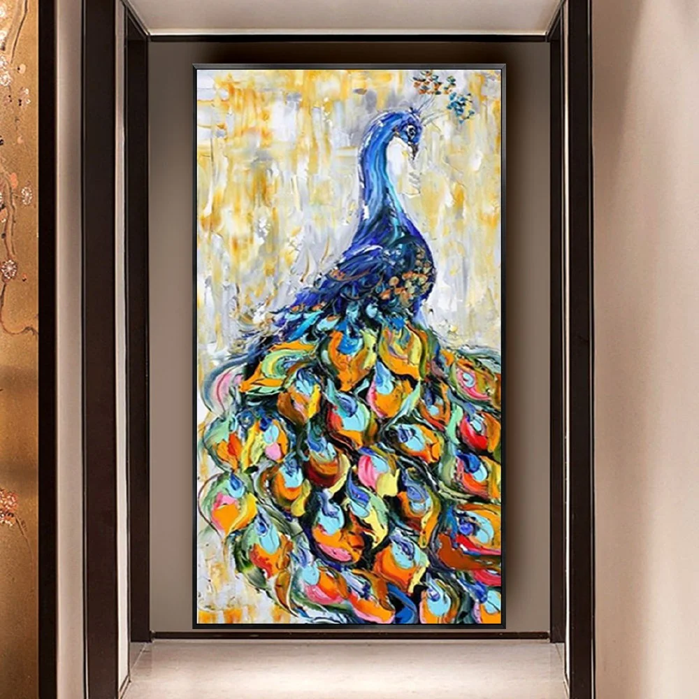 

Famous Artist Hand-Painted Animal Oil Painting Beautiful Peacock Canvas Poster For Home Living Room Decor Mural Wall Art Picture