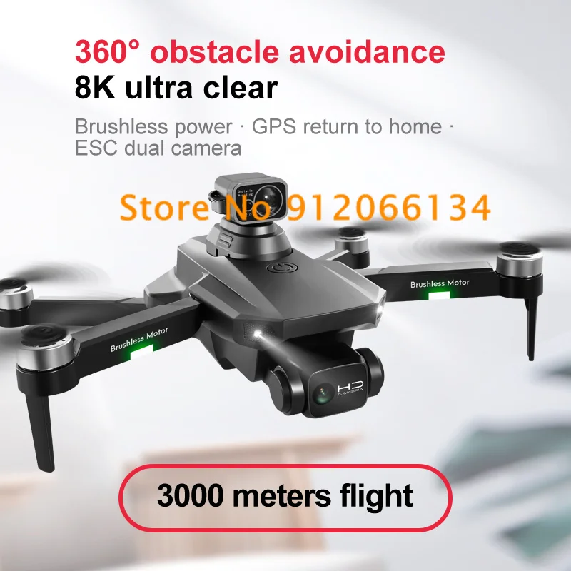 ESC Drone RC kamera ganda 5G GPS, Quadcopter kendali jarak jauh kamera ganda 8K ESC GPS cerdas ikuti 3000M 25 menit, Model lipat tanpa sikat