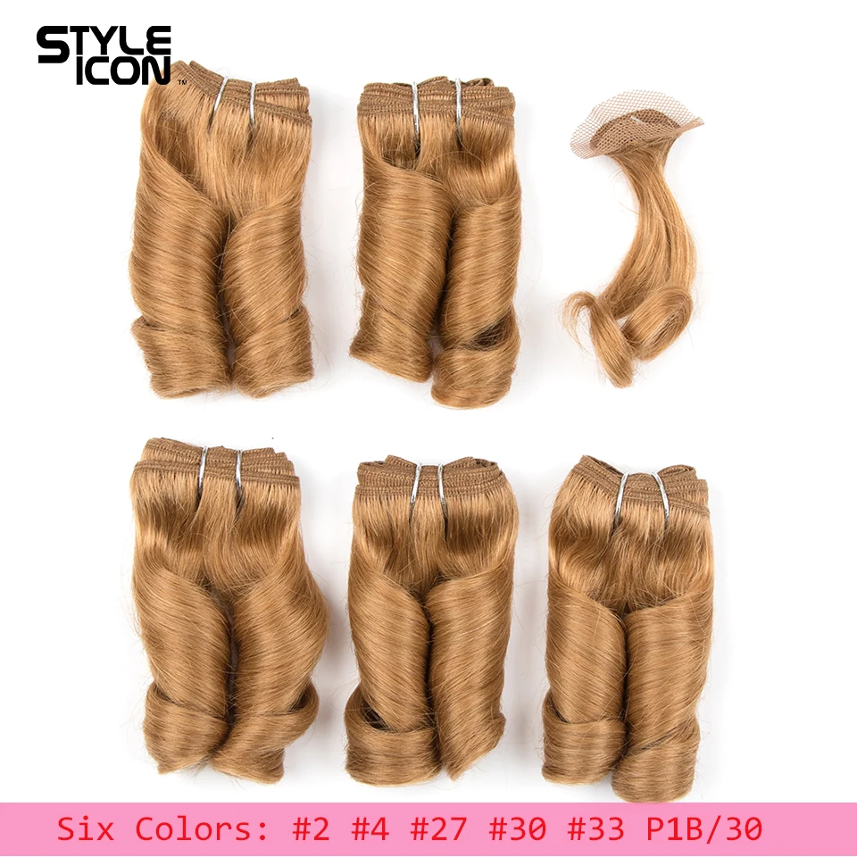 Styleicon ダブル描かブロンド色ブラジル指ロールルーズウェーブヘアバンドルと閉鎖 158 グラムパック 6 色 27 30 P1B30