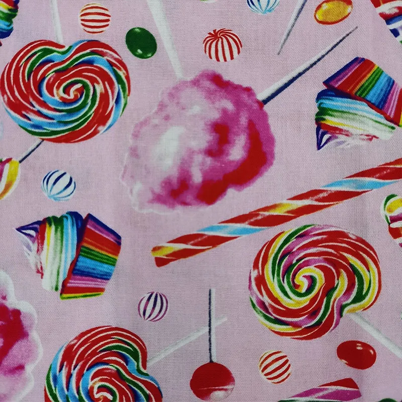 Beautiful Pink Cloth Lollipop Candy Ice Cream Digital Printing 100%Cotton Fabric Sewing Material Diy Girl's Shirt Dress Clothing