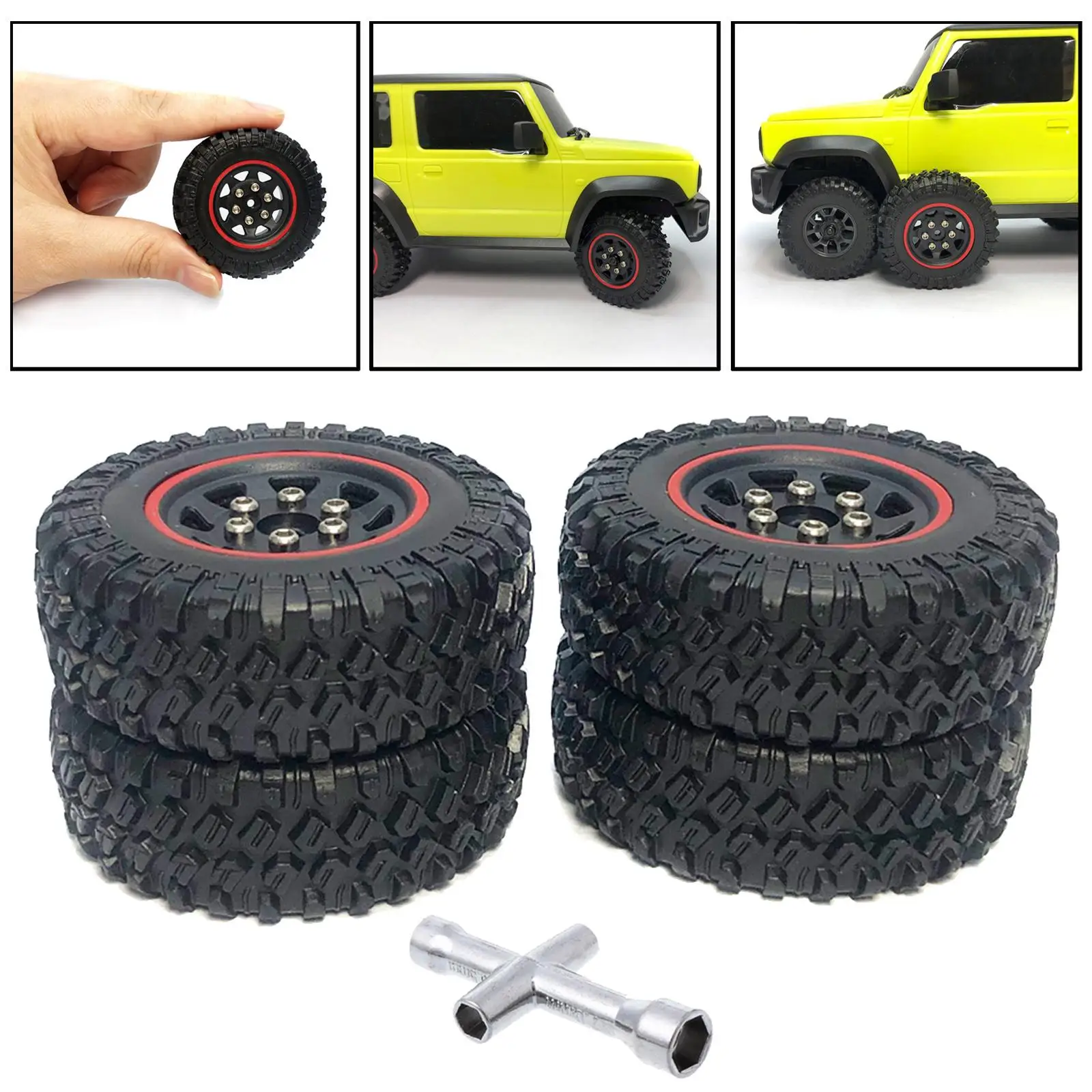 4Pcs 1/16 RC Rubber Tires for Xiaomi Xmykc01cm Jimny RC Hobby Car Vehicles Accessories Parts