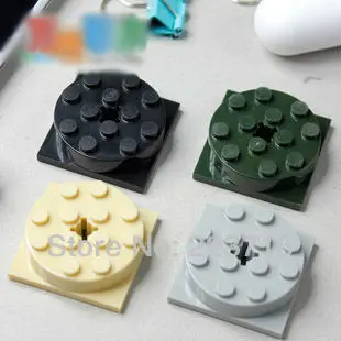 

73603 10pcs*Round Plate 4x4+Plate 4x4 w. snap* DIY enlighten block bricks,Compatible With Assembles Particles