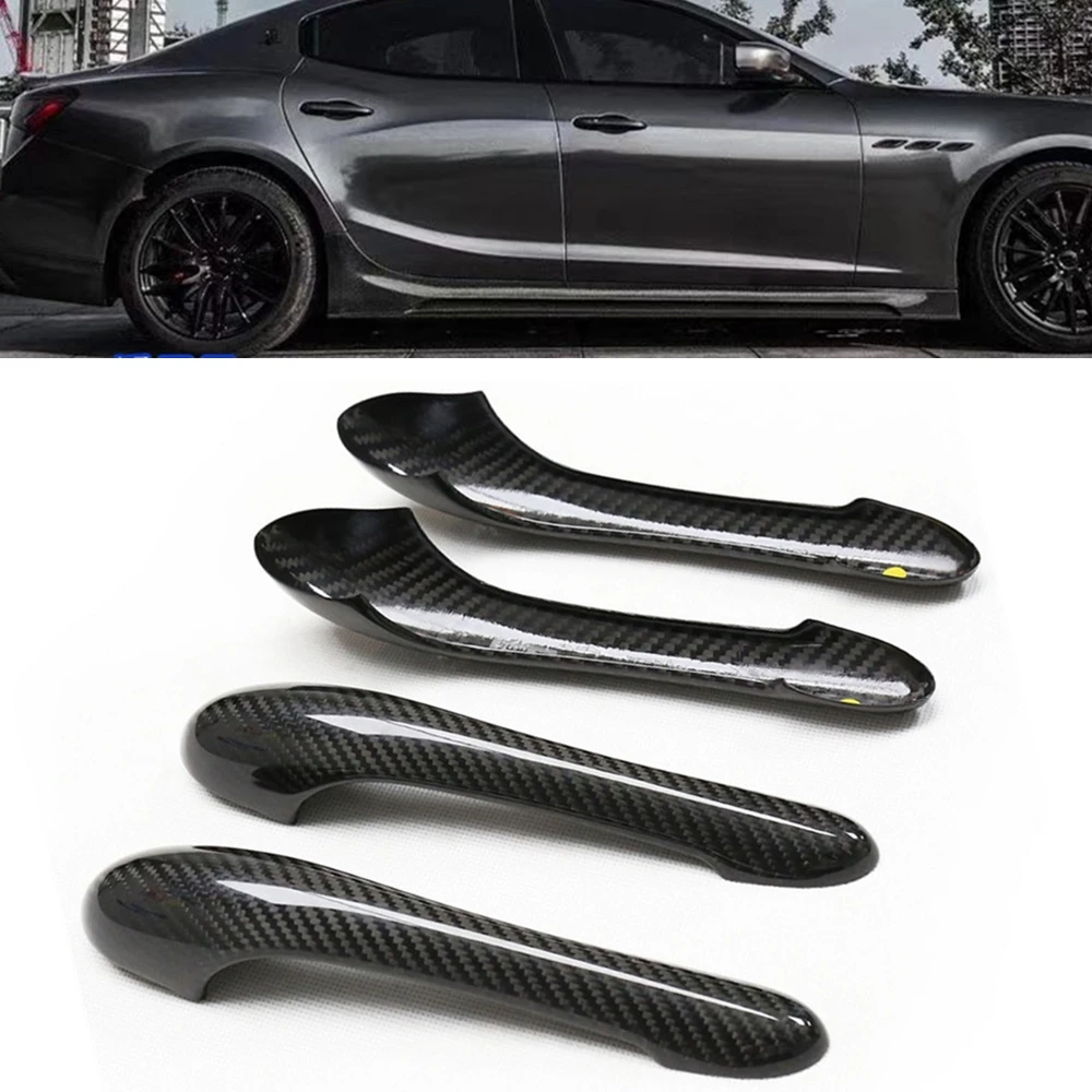 4pcs Car Exterior Door Handles Carbon Fiber For Maserati GranTurismo S MC GT GTS 2008-2017