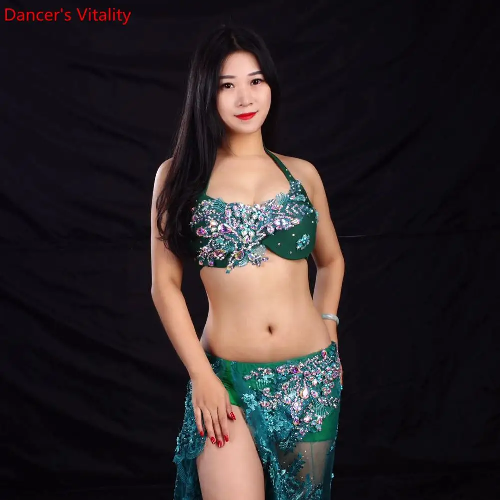 New belly dance performance costume group costume competition lace Skirt Deep Bra Top Long Skirt 2pecies Oriental Dance Suit